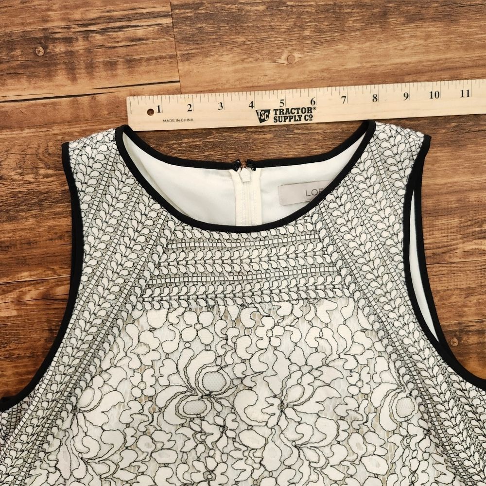 LOFT Black and Cream Floral Lace Midi Dress - Picture 7 of 12